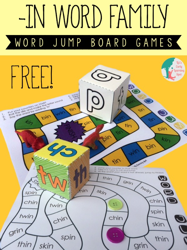 Word Family Dice and Board Games - Liz's Early Learning Spot