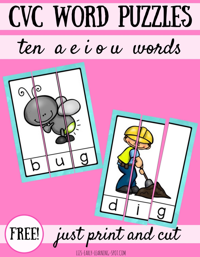 10 Free CVC Word Puzzles  Lizs Early Learning Spot
