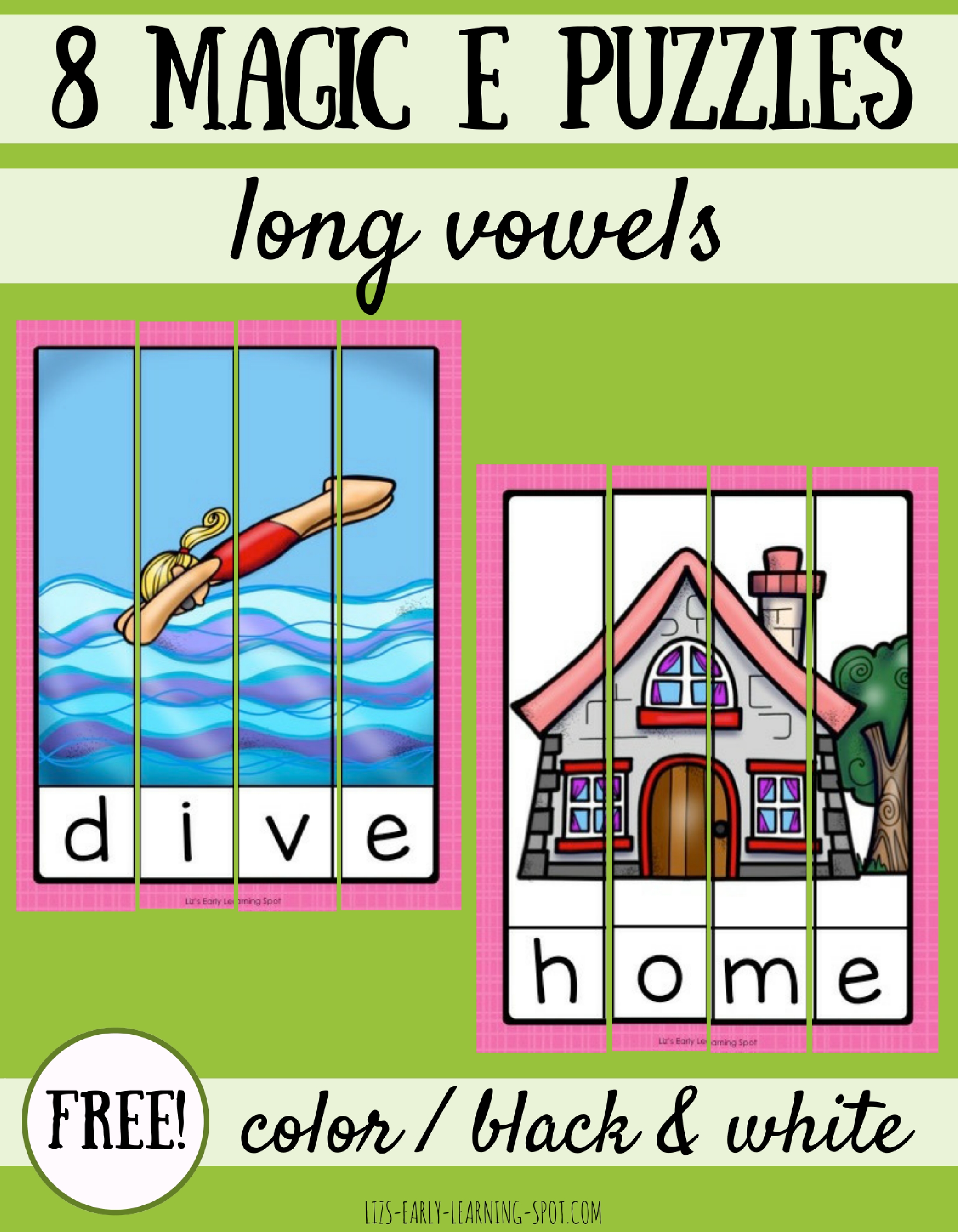 8 Magic E Long Vowel Puzzles | Liz's Early Learning Spot